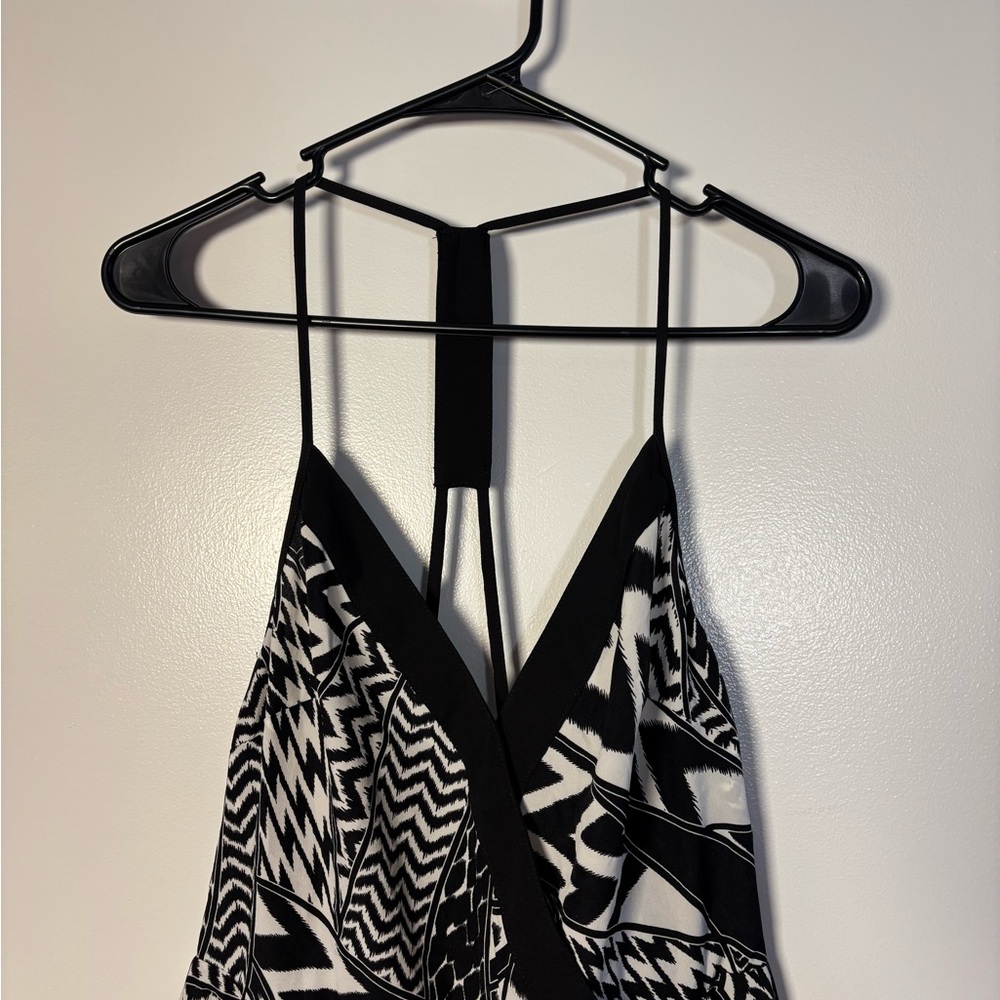 AKIRA Black & White Wide Leg Jumpsuit - Geometric Print - Picture 3 of 8